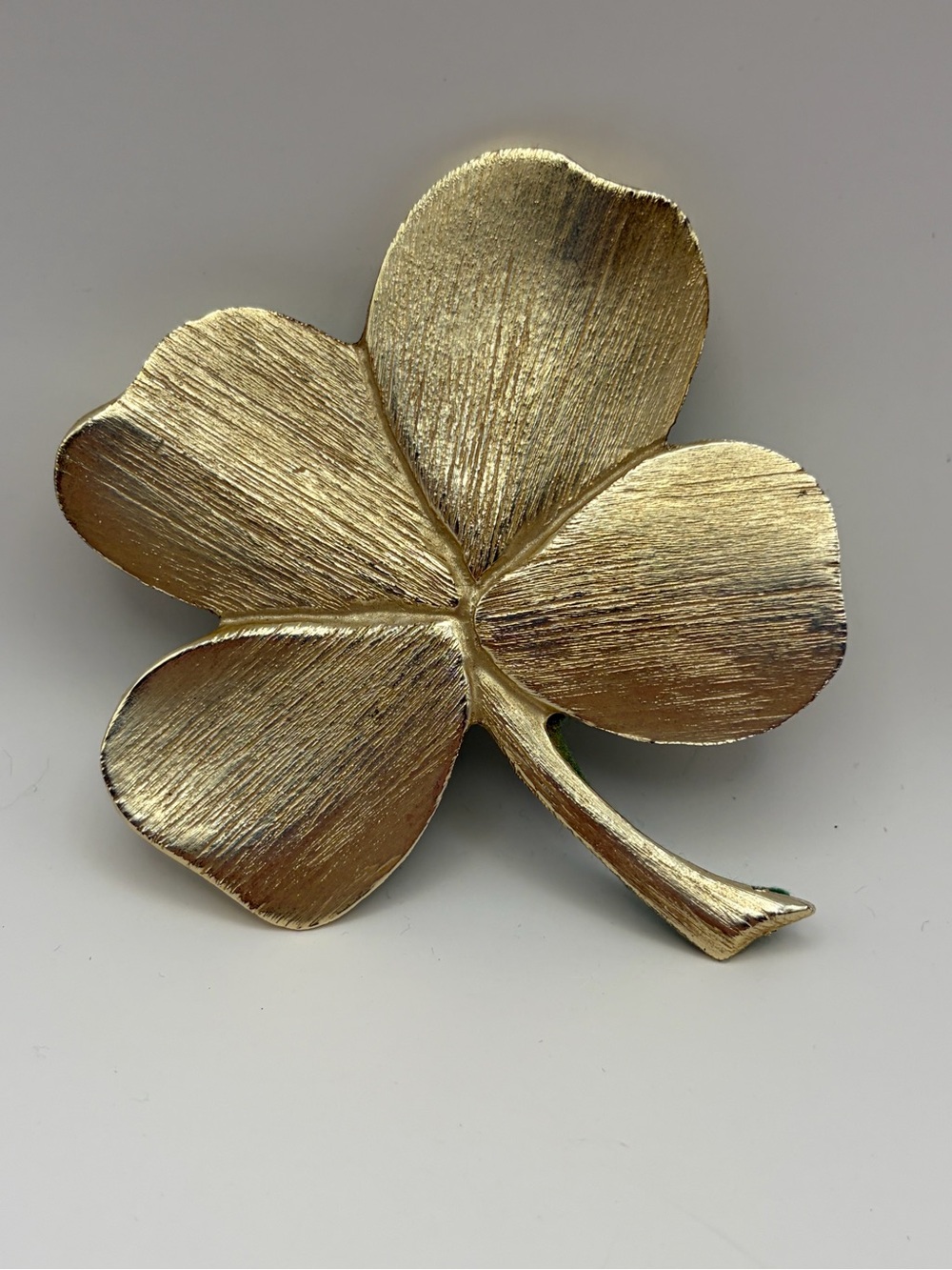 Vintage Brass Shamrock Paperweight Lucky Clover Desk Decor Four Leaf Clover